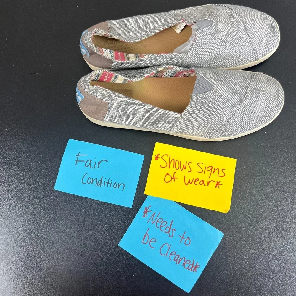 Toms Slip-On‎ Shoes Womens Size 8.5 Grayish Blue Textured Comfort Causal Beachy